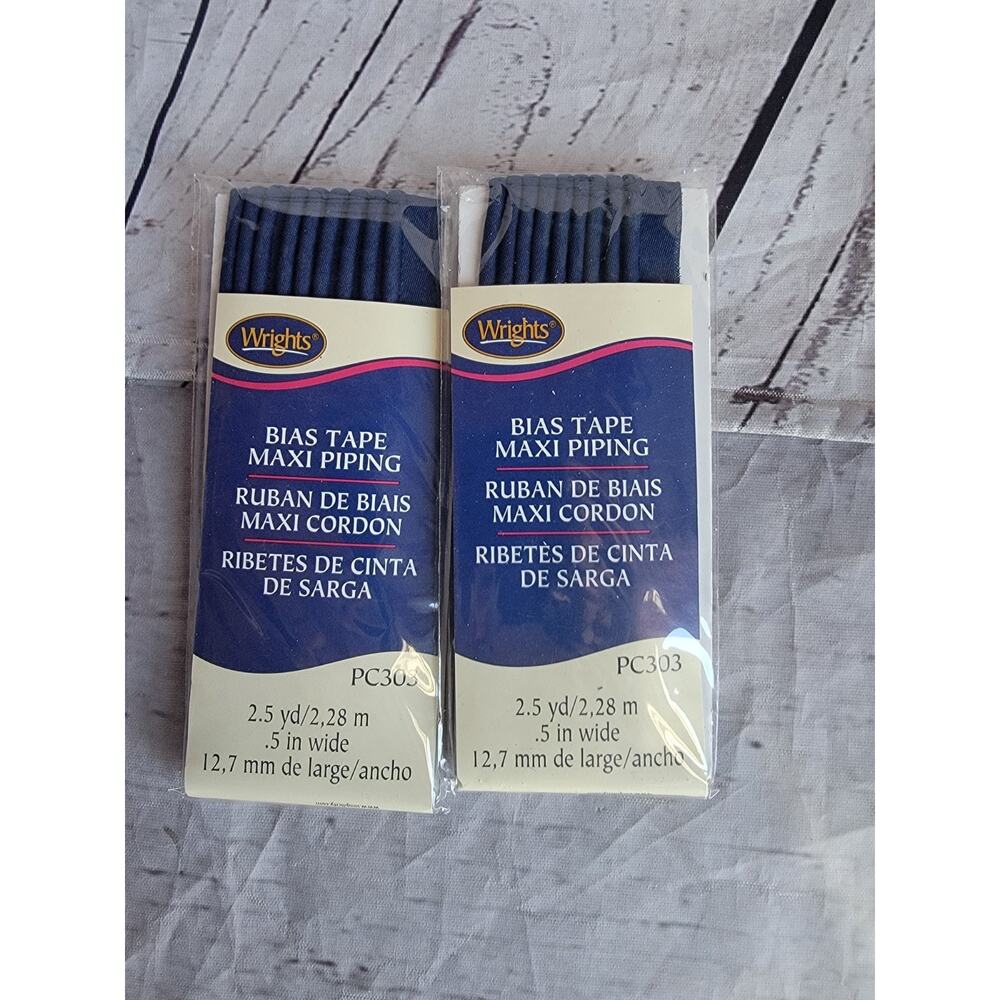Wrights 303-055 Bias Tape Maxi Piping 1/2"X2-1/2yd Navy Lot 2